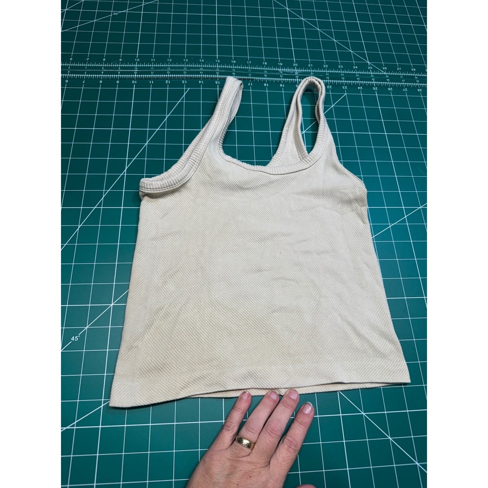 Freshwear Womens Seamless Rib Knit Tank Top Beige Scoop Neck XS/S 17003048